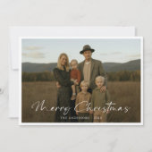 Rustieke Script Familie Foto Vrolijke Kerst Kaart (Voorkant)