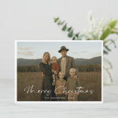 Rustieke Script Familie Foto Vrolijke Kerst Kaart (Staand voorkant)
