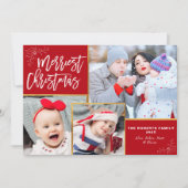 Rustieke script foto collage kerst feestdagenkaart (Voorkant)