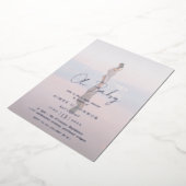 Rustieke Script Foto Modern Baby shower Folie Uitnodiging (Gedraaid)
