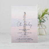 Rustieke Script Foto Modern Baby shower Folie Uitnodiging (Staand Voorkant)