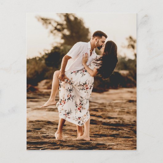 Rustieke Script Foto Modern Budget Huwelijksuitnod (Achterkant)