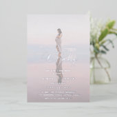 Rustieke Script Foto Moderne Baby Shower Folie Uitnodiging (Staand Voorkant)