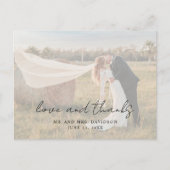 Rustieke Script Foto Moderne bruiloft Dank u Briefkaart (Voorkant)