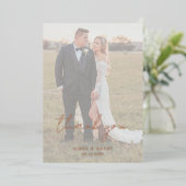 Rustieke Script Foto Moderne bruiloft Dank u Folie Uitnodiging (Staand Voorkant)