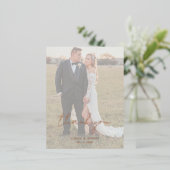 Rustieke Script Foto Moderne bruiloft Dank u Folie Uitnodiging Briefkaart (Staand Voorkant)