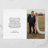 Rustieke Script Foto Moderne bruiloft Dank u kaart (Achterkant)