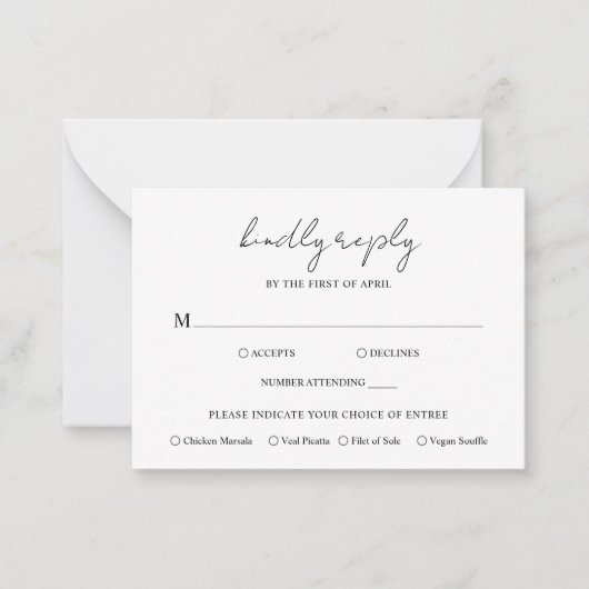 Rustieke Script Foto Moderne bruiloft Mini RSVP-ka Notitiekaartje (Voorkant)