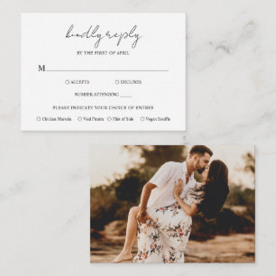Rustieke Script Foto Moderne bruiloft Mini RSVP-ka Notitiekaartje