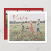 Rustieke Script Foto Moderne Kerst Kaart (Voorkant / Achterkant)