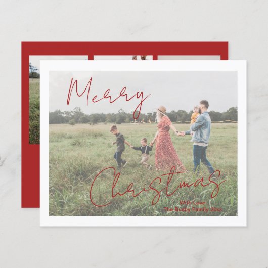 Rustieke Script Foto Moderne Kerst Kaart (Voorkant / Achterkant)