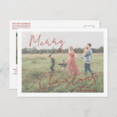 Rustieke Script Foto Moderne Kerstmis Feestdagenkaart (Voorkant / Achterkant)