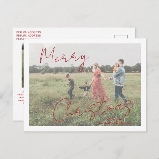 Rustieke Script Foto Moderne Kerstmis Feestdagenkaart (Voorkant / Achterkant)