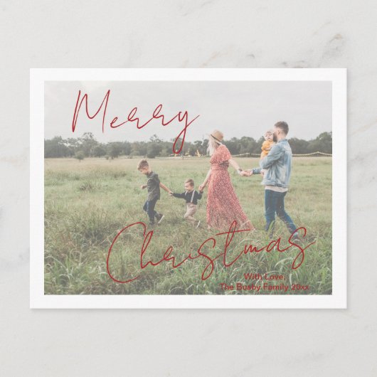 Rustieke Script Foto Moderne Kerstmis Feestdagenkaart (Voorkant)