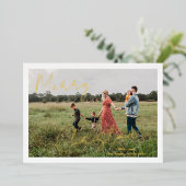 Rustieke Script Foto Moderne Kerstmis Folie Feestdagenkaart (Staand Voorkant)