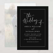 Rustieke Script Foto Zwart Wit Huwelijk Kaart (Voorkant / Achterkant)