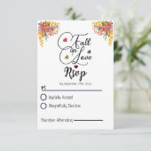 Rustieke Script Herfst Bloemen Verliefd in de Herf RSVP Kaartje (Staand voorkant)