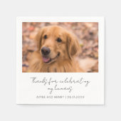 Rustieke script hond foto moderne trouwdag servet (Voorkant)
