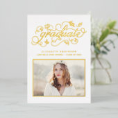 Rustieke Script-klasse van 2024 Afstuderen Gold Folie Uitnodiging (Staand Voorkant)