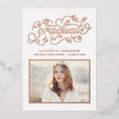 Rustieke Script-klasse van 2024 Afstuderen Roos Go Folie Uitnodiging (Voorkant)