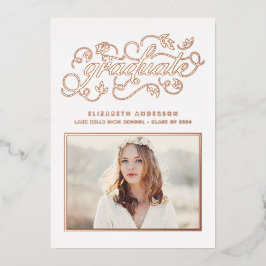 Rustieke Script-klasse van 2024 Afstuderen Roos Go Folie Uitnodiging