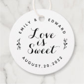Rustieke Script Liefde is Zoet Bruiloft Zoete Trak Bedankjes Labels (Voorkant)
