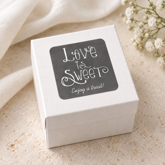 Rustieke Script Liefde is Zoet Schoolbord Vierkante Sticker