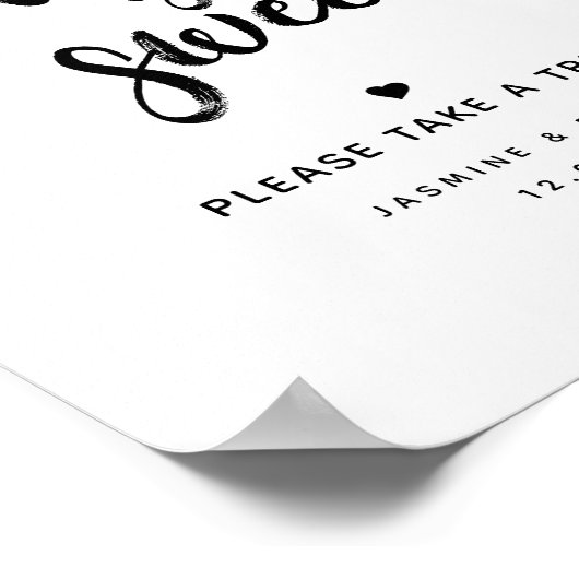 Rustieke Script Love is Sweet Huwelijksgunst Bord Poster (Hoek)