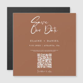 Rustieke Script QR Code Save The Date Magneet