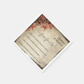 Rustieke Script Rode Bloemige Feiten Bruiloft Servet (Hoek)