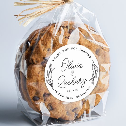 Rustieke Script Ronde Groene Dank Je Trouwdag Sticker