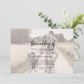 Rustieke Script | Vervagende Horizontale Foto Brui Kaart (Staand voorkant)