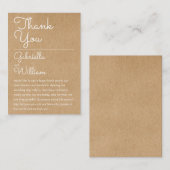 Rustieke Script Wedding Dank u Receptie Kaart Plaatskaartje (Voorkant / Achterkant)