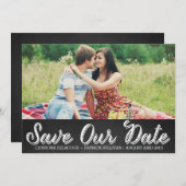 Rustieke scriptfoto Bewaar onze datumaankondiging Kaart (Voorkant / Achterkant)