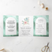 Rustieke Seafoam Arch Woestijn Bloemen Cactus Brui Drieluik Uitnodiging (Binnen)