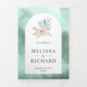 Rustieke Seafoam Arch Woestijn Bloemen Cactus Brui Drieluik Uitnodiging (Cover)
