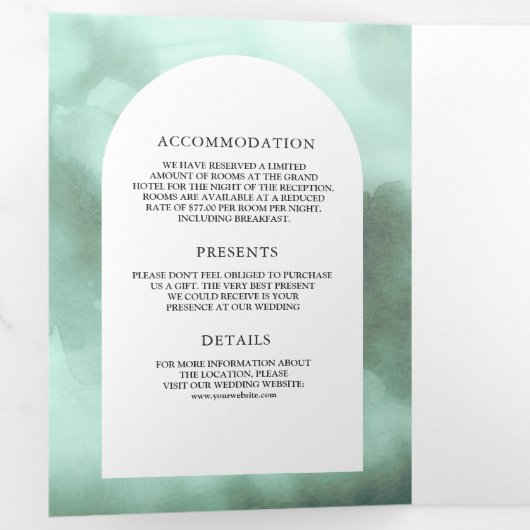 Rustieke Seafoam Arch Woestijn Bloemen Cactus Brui Drieluik Uitnodiging (Binnenzijde eerst)