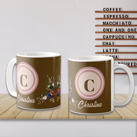 Rustieke Seizoen Bloemen Custom Monogram Koffiemok