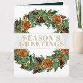 Rustieke Seizoensgebonden Winter Pine Krans Gevouw Kaart (Voorkant)