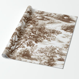 Rustieke Sepia Boerderij Pompoen Toile Patroon Cadeaupapier