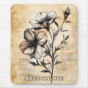 Rustieke Sepia Botanische Franse Landelijke Bloeme Muismat