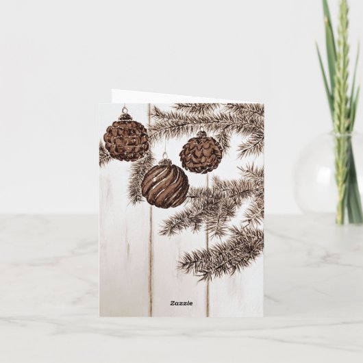 Rustieke Sepia minimalistische vrolijke kerstvakan Kaart (Achterkant)