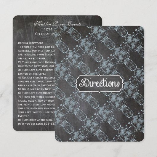 Rustieke Sereniteit Blauwe Metselpot Krijtbord Huw Kaart (Voorkant / Achterkant)