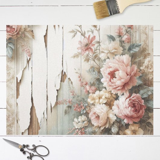 Rustieke Shabby Bloem Behang Decoupage Tissuepapier