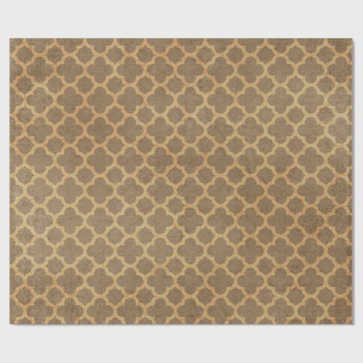 Rustieke Shabby Chic Quatrefoil Patroon Cadeaupapier (Vlak)