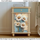 Rustieke Shabby Chic Witte Madeliefjes DB5L Decoup Tissuepapier