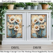 Rustieke Shabby Chic Witte Madeliefjes DB5R Decoup Tissuepapier