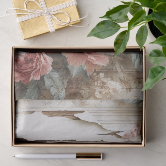 Rustieke Shabby Floral Wallpaper Decoupage Tissuepapier (Geschenk)