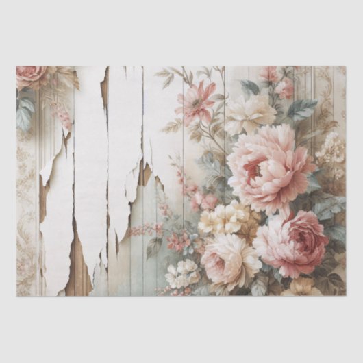 Rustieke Shabby Floral Wallpaper Decoupage Tissuepapier (Voorkant)