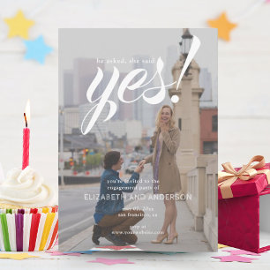 Rustieke 'She Said Yes' Fotoverlovingsfeest Kaart